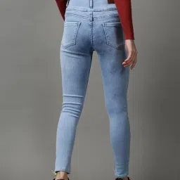 showoffff SHOWOFF Blue Solid High Rise Jeans image 2