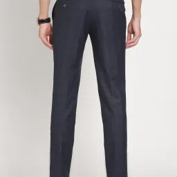 Turtle Navy Blue Rayon Slim Fit Chequered Trousers image 2