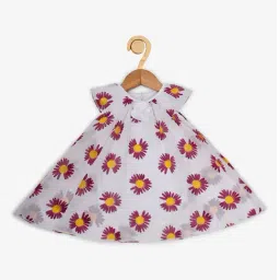 Creative Kid's Girls White & Magenta Floral Dress-picture-45
