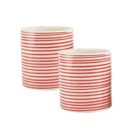 VarEesha Parikrama Red & Off-White Ceramic Planter Pot - Set of 2 image 3