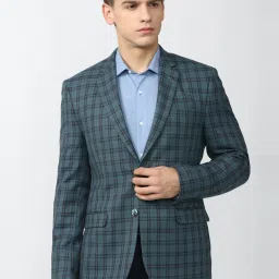 Van Heusen Blue Slim Fit Checks Blazer image 1