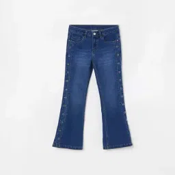 Fame Forever by Lifestyle Kids Blue Cotton Embellished Jeans-picture-40