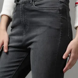 showoffff SHOWOFF Grey Cotton Solid Mid Rise Jeans image 5