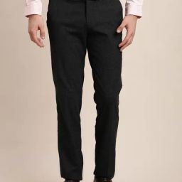 Turtle Dark Grey Slim Fit Chequered Trousers-picture-39