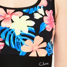 Clovia Black Floral Swimsuit image 5