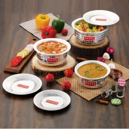 HAZEL Silver Aluminium Tope with Lid (25.5 cm to 30 cm) - Set of 4 image 1