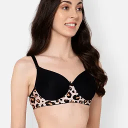 Clovia Brown & Black Printed Full Coverage T-Shirt Bra image 3