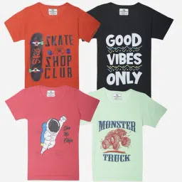 Vimal Jonney Girls Multicolor Printed T-Shirt (Pack Of 4)-image-17