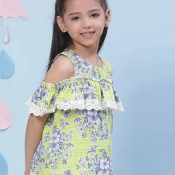 BIBA Girls Lime Green Printed Top image 4