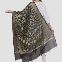 Aujjessa Black Woven Pattern Dupatta image 2