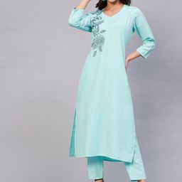 GoSriKi Floral Printed Straight Kurta with Trousers-picture-18