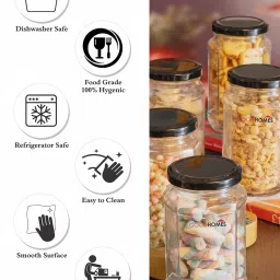 Goodhomes Transparent Glass Storage Jar with Lid - Set of 6 image 5