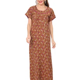 Ms.Lingies Women Printed Maternity Maxi Nightdress-image-10