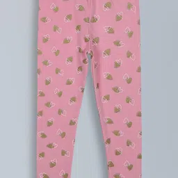Urbanrac Girls Pink And Gold Printed Cotton Slip-On Comfort Leggings-picture-26