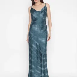 Guess Teal Printed Shoulder Strap Sleeveless A-line Dress-picture-27