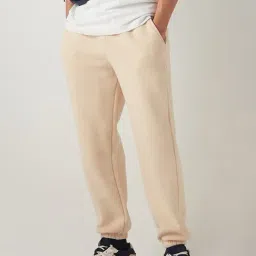 Bewakoof Heavy Duty 1.0 Men's Beige Oversized Brushed Joggers-picture-16