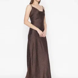 Guess Brown Printed Shoulder Strap Sleeveless A-line Dress image 3