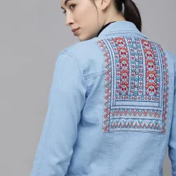 VOXATI Blue Regular Fit Denim Jacket image 2
