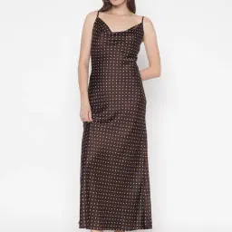 Guess Brown Printed Shoulder Strap Sleeveless A-line Dress image 5