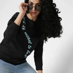 Vero Moda Black Cotton Regular Fit Sweatshirt-image-35