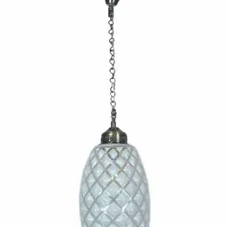 1ST TIME White & Silver-Toned Textured Bell Shaped Hanging Ceiling Lamp-picture-24