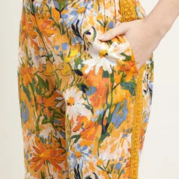 Ranng Floral Printed V-Neck Pure Cotton Top With Trouser image 5