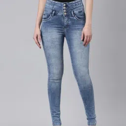 showoffff SHOWOFF Blue Denim Embellished Slim Fit Mid Rise Jeans-picture-23