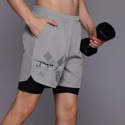 HRX by Hrithik Roshan Men Brand Logo Printed Double Layer Gym Shorts-picture-39