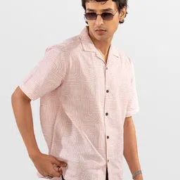 Eszett Abstract Printed Spread Collar Short Sleeves Regular Fit Casual Shirt image 5