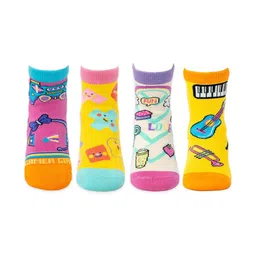 NEONERA Girls Pack Of 4 Patterned Ankle-Length Socks image 2