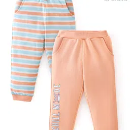 Babyoye Eco Conscious 100% Cotton Eco Jiva Striped & Dino Print Full Length Lounge Pants Pack of 2 - Orange-picture-20