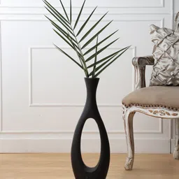 De Maison Decor  Oblong Vase in Raw Black Finish Small Size-picture-26