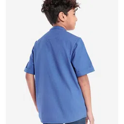Bonkids Half Sleeves Solid Shirt With Pocket - Blue image 3