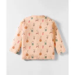 Tango Interlock Knit Full Sleeves Jhabla With Animal Print - Peach image 2