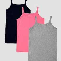 KiddoPanti Girls Pack Of 3 Pure Cotton Camisoles-image-42