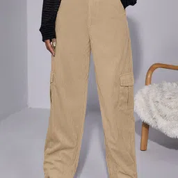 RAJOVATI Women Loose Fit Easy Wash Cargos Trousers-image-78