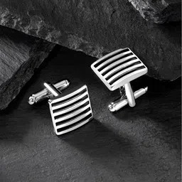 Peora Men Pack Of 2 Striped Cufflink image 2