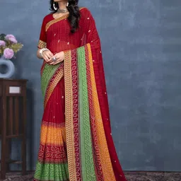 KANOODA Bandhani Pure Georgette Bandhani Saree image 4
