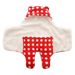 Babyzone Dot Printed and Star Printed  Baby Wrap Wearable Blanket For Baby Boys and Girls Pack of 2  - Blue & Red image 5