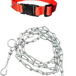 Animoxkart Dog & Cat Neck Belt PVC Collar and Chain Steel, Small . 25 cm Dog & Cat Chain Leash-picture-15