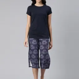 Enamor Indigo Blue Printed Lounge Pants image 4