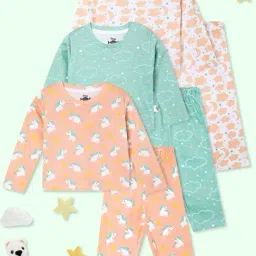 The Mom Store Kids Multicolor Cotton Printed Nightsuit - Pack of 2-picture-27
