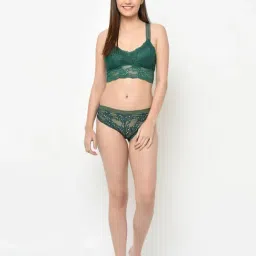 Da Intimo Green Lace Bralette With Bikini Panty image 5