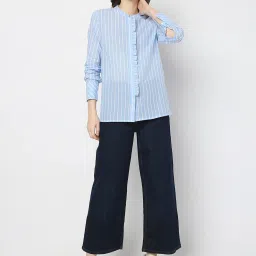 Vero Moda Blue Cotton Striped Shirt image 4