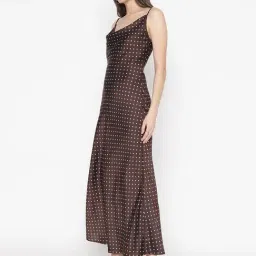 Guess Brown Printed Shoulder Strap Sleeveless A-line Dress image 4