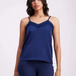 Fablestreet Blue Satin Lace Work Camisole image 4