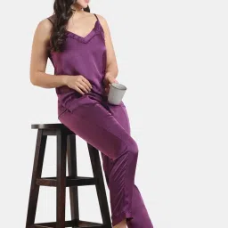 Zivame Purple Regular Fit Top Pyjamas Set image 4