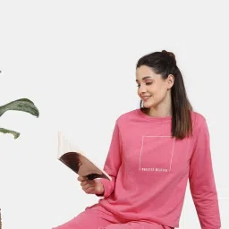 Zivame Rose Pink Printed Sweatshirt image 4