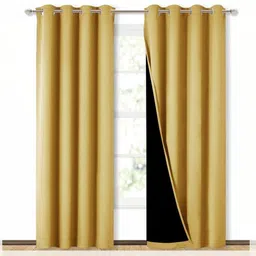 BFAM Yellow Set of 2 Black Out Long Door Curtain-picture-13