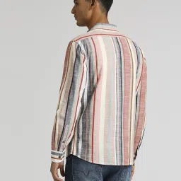 Pepe Jeans Peach Orange Cotton Regular Fit Striped Shirt image 2